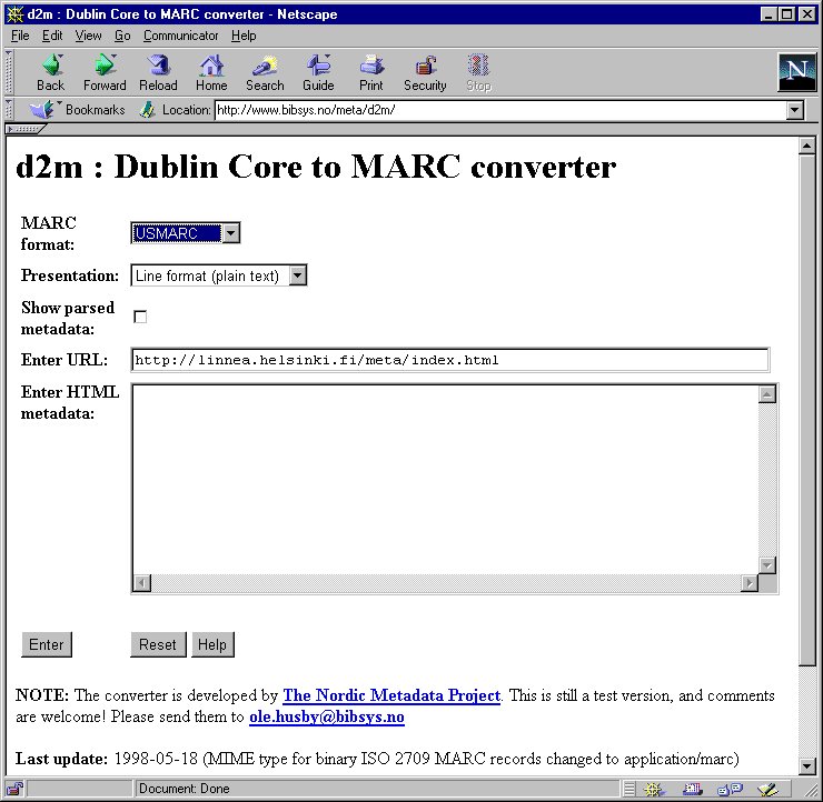 The Dublin Core to MARC converter