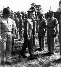 Picture - Maj. Gen. Elbridge G. Chapman and General McNair inspect the 13th Airborne Division, 13 May 1944.