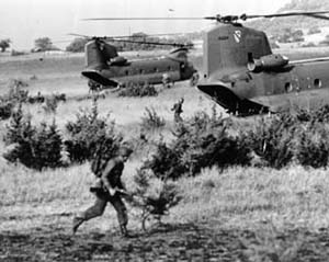 TROOP HELICOPTERS PICK UP A RIFLE COMPANY FROM THE FIELD