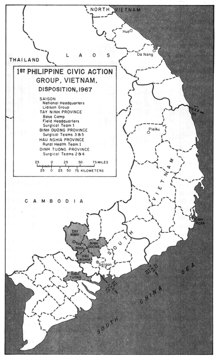 MAP 3 - 1st PHILIPPINE CIVIC ACTION GROUP, VIETNAM, Disposition 1967