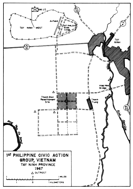 MAP 4 - 1st PHILIPPINE CIVIC ACTION GROUP, VIETNAM, Tay Ninh province 1967