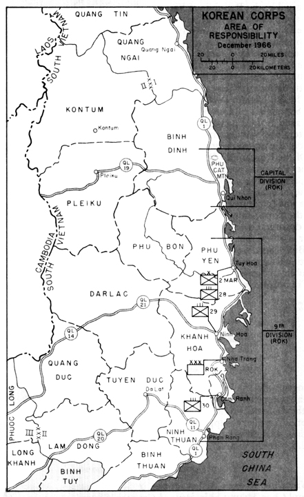 MAP 7 KOREAN CORPS Area of Responsibility December 1966