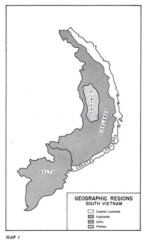 Map 1: Geographic Regions South Vietnam