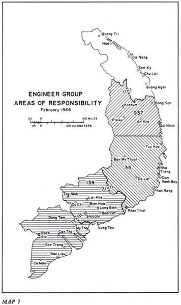 Map 7: Engineer Group Areas of Responsibility February  1966