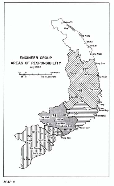 Map 8: Engineer Group Areas of Responsibility July 1966