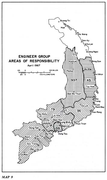 Map 9: Engineer Group Areas of Responsibility, April 1967
