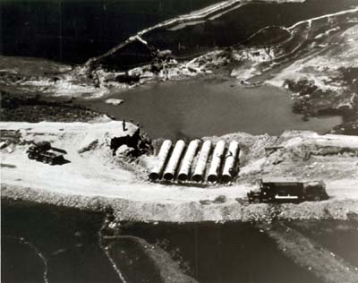 Photo: Earth-Fill Bypass for Bridge Destroyed by Enemy
