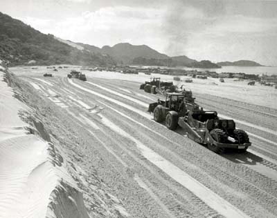 Photo: Earthmovers Level Sand at Cam Ranh Engineer Complex, 1965