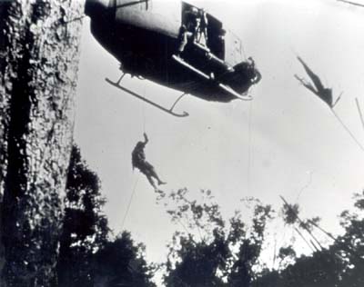Photo: Soldiers of the 8th Engineer Battalion Rappeling from Helicopter