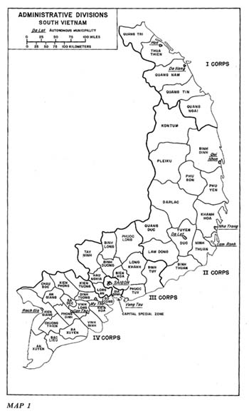 Map1: Administrative Divisions, South Vietnam