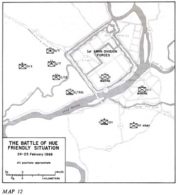 Map 12: The Battle of Hue Friendly Situation, 24-25 February 1968