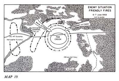 Map 19: FSB CROOK: Enemy Situation, Friendly Fires, 6-7 June 1969