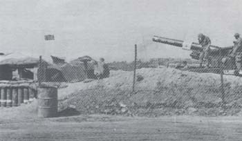 Photograph: Battery D, 3d Battalion, 13th Field Artillery, at Fire Support Base STUART, June 1969