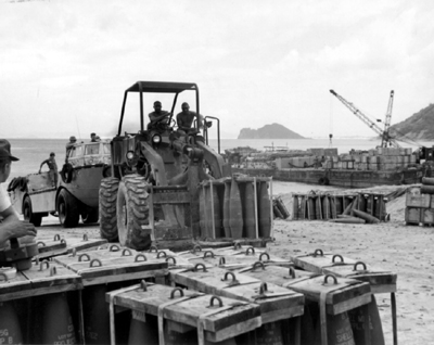 Picture - Fork Lift With 175mm Shells to Move To The Strock Pile Area, Vung Ro Bay, Vietnam
