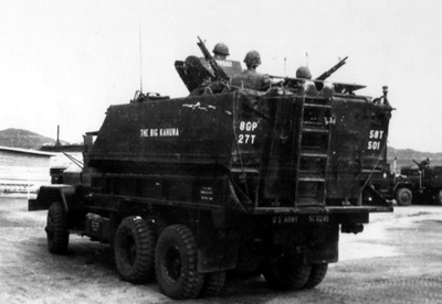 Picture - Gun Truck - 5-ton M54A2 Mounted with Stripped Down Hull of Armored Personnel Carrier