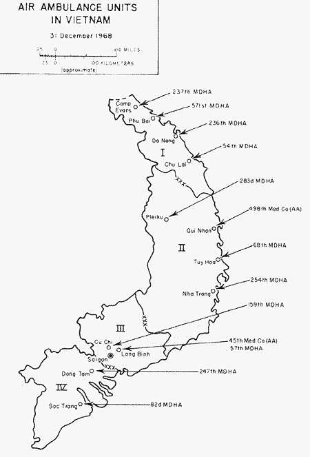 Map 3, Air Ambulance Units in Vietnam, 31 December 1968