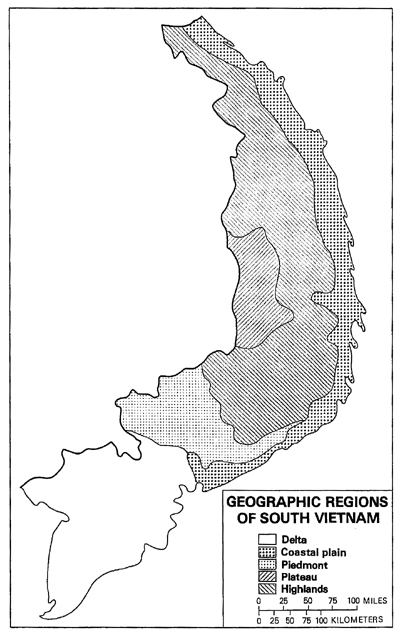 MAP 1 - GEOGRAPHIC REGIONS OF SOUTH VIETNAM