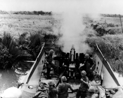 PICTURE: Barge-Mounted 105-mm. Howitzer