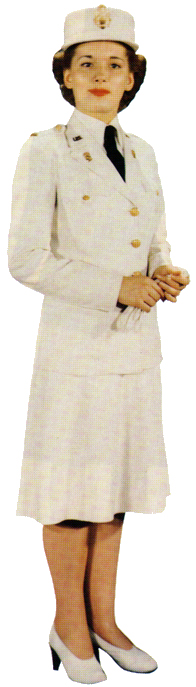 Plate 8. Officer in the white dress uniform (1942-1951), a tropical worsted material. Enlisted women were authorized to wear the white dress uniform in 1951.