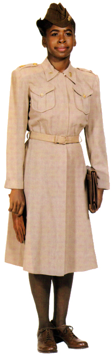 Plate 4. WAC officer in the winter off-duty dress (1944-1951), a grayish-pink wool fabric. Enlisted women also wore this dress.