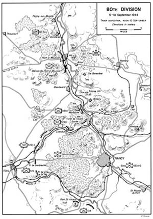 Map 2:  80th Division; 5-10 September 1944.