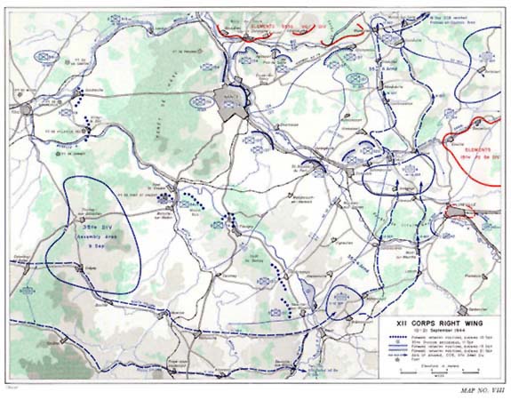 Map VIII: XII Corps Right Wing, 10-21 September 1944.
