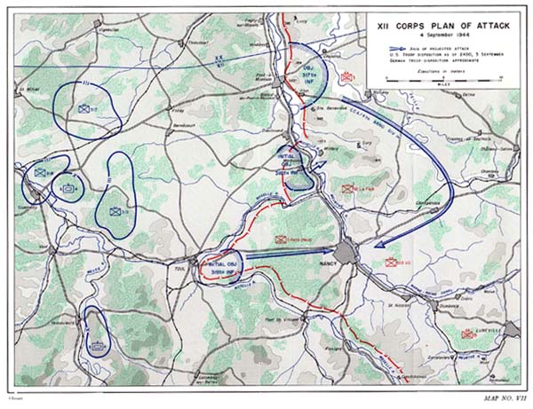 Map VII; XII Corps Plan of Attack, 4 September 1944.