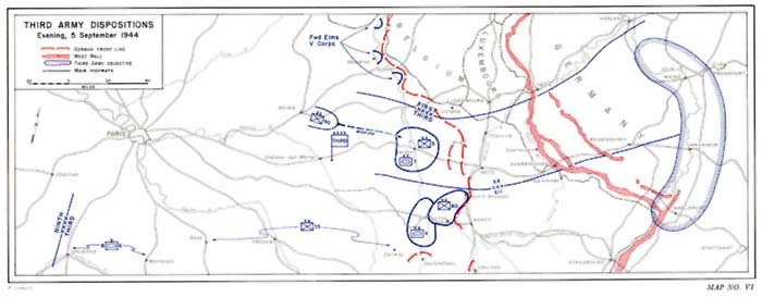 Map VI: Third Army Dispositions, Evening, 5 September 1944.