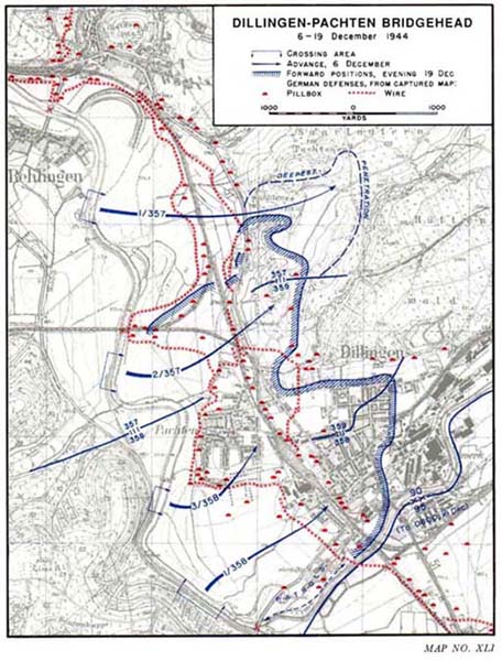 Map XLI: Dilligen-Pachten Bridgehead, 6-19 December 1944