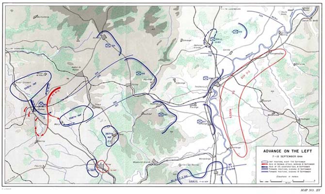 Map XV: Advance on the Left, 7-13 September 1944.