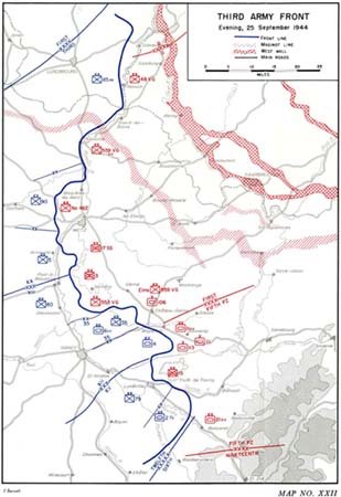 Map XXII: Third Army Front, Evening, 25 September 1944.
