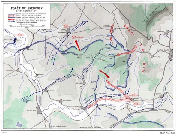 Map XXI: Forêt de Grémecey, 27-30 September 1944.