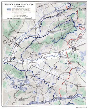 Map XXVII: Advance in 26th Division Zone, 8-17 November 1944.