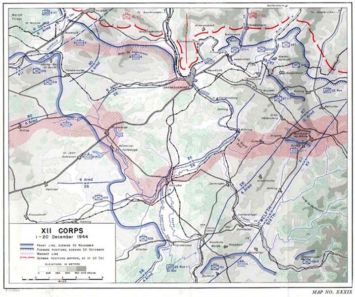 Map XXXIX: XII Corps, 1-20 December 1944