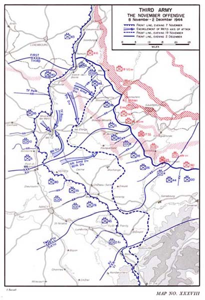 Map XXXVIII: Third Army The November Offensive 8 November-2 December 1944