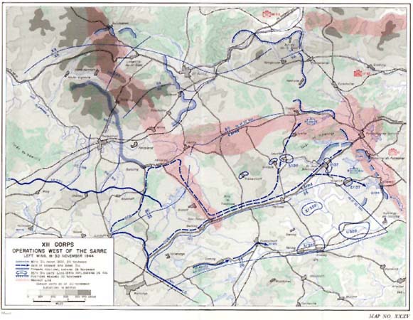 Map XXXV: XII Corps Operations West of the Sarre Left Wing, 18-30 November 1944