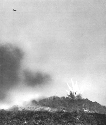 Photograph: Bombing of Fort Driant by P-47's from the XIX Tactical Air Command.