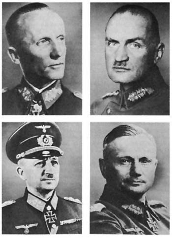 Photograph: German Generals Opposing Third Army. Upper left: General der Panzertruppen Hasso von Manteuffel. Upper right: Generaloberst Johannes Blaskowitz. Lower left: General der Panzertruppen Otto von Knobelsdorff. Lower right: General der Panzertruppen Hermann Balck.