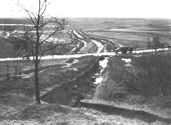 Photograph: Antitank Ditch West of Bertring on Morhange-Gros-Tenquin road.