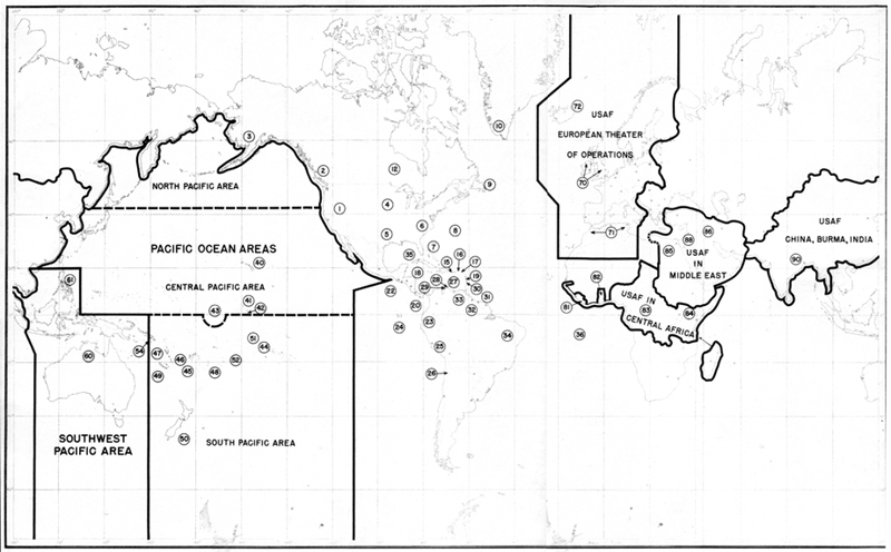 U.S. ARMY OVERSEAS DEPLOYMENT AND THEATER BOUNDARIES, 31 DECEMBER 1942