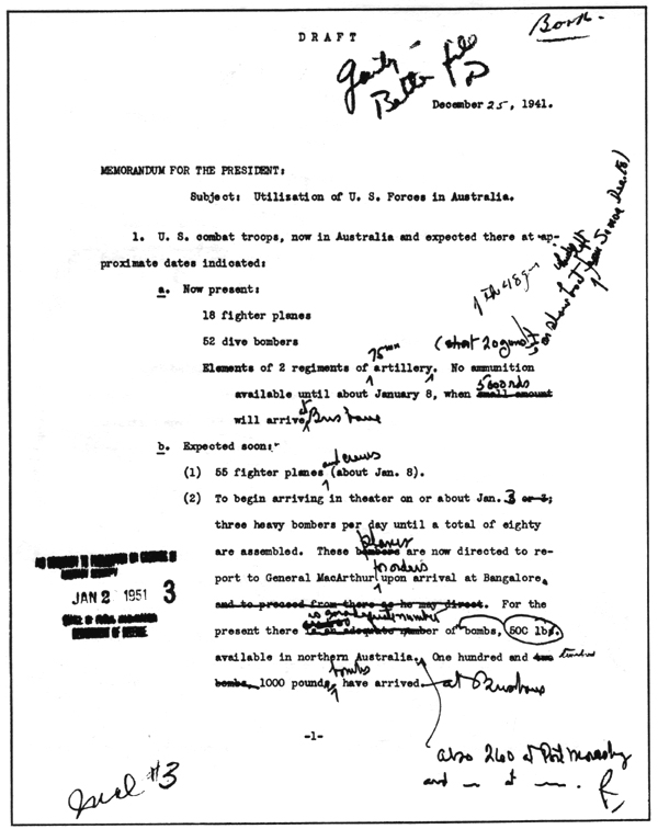 Image, DRAFT MEMORANDUM FOR THE PRESIDENT, click for the text version