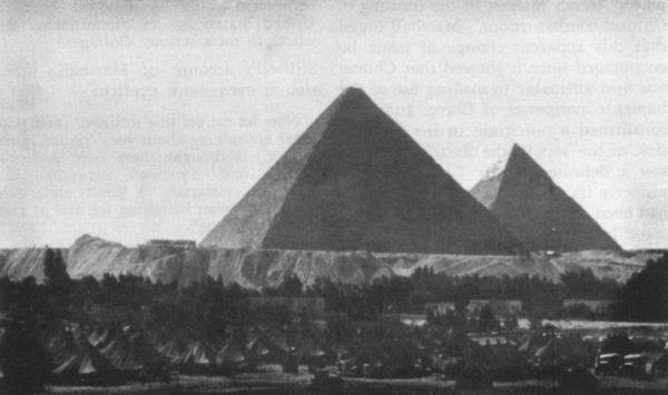 THE PYRAMIDS, background setting for Mena House on the outskirts of Cairo.