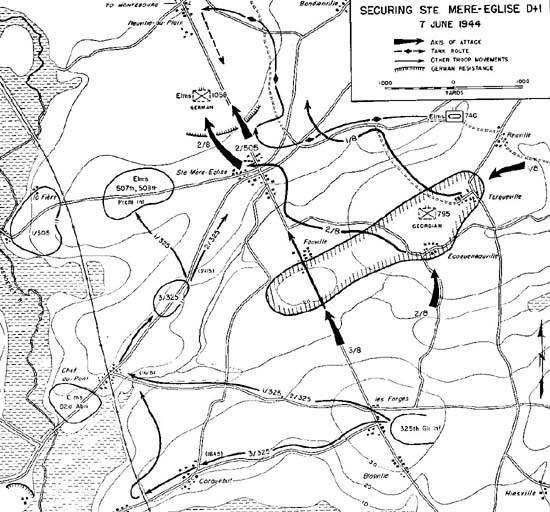Map, Securing Ste Mere-Eglise  D+1