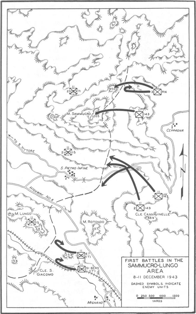 Map No. 16: First Battles in the Sammucro-Lungo Area, 8-11 December 1943