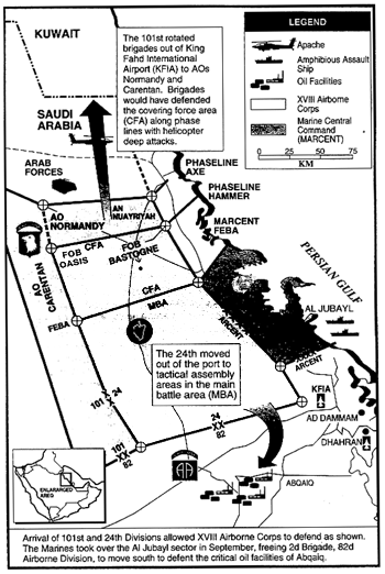 Map showing the positions of the 101st and 82d Airborne Divisions, and he 24th Infantry Division