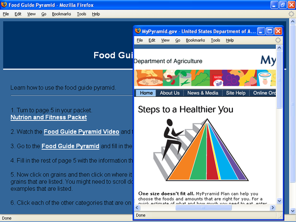 Screenshot of a project page aimed for middle-school students