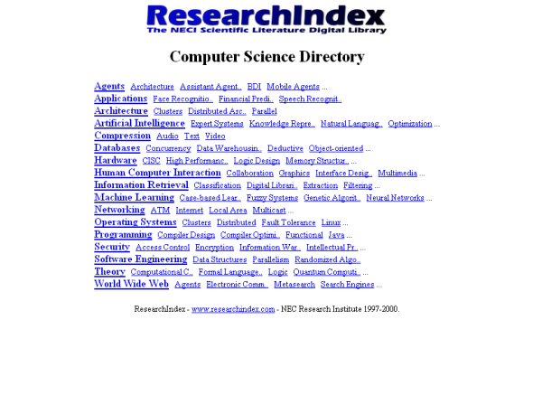 Image of Research Index Computer Science 
Directory