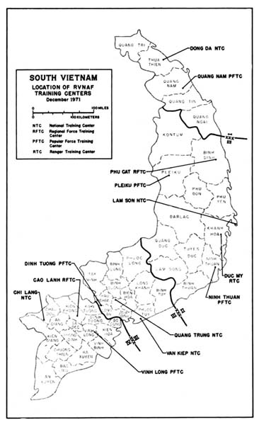 Map 2: South Vietnam Location of RVNAF Training Centers December 1971