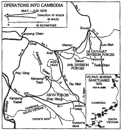 MAP 14 - OPERATIONS INTO CAMBODIA 